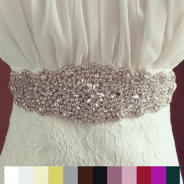 Kemerler Moda Lüks Tam Kristal Rhinestone Çiçek Geniş Düğün Kemeri Parlak Fırıltılı El Yapımı Çarpıcı Gelin Sash Gece Elbise