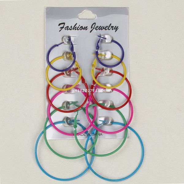 

hoop & huggie 6 pairs/set earrings women jewelry circle fashion black white charm simple dropship, Golden;silver