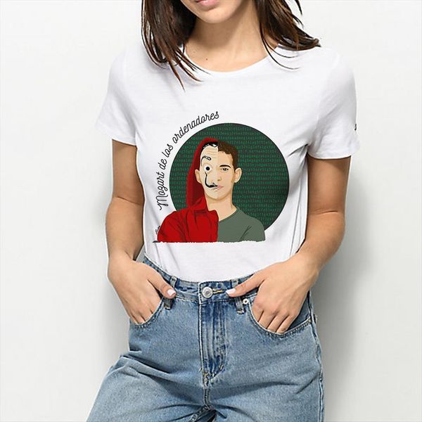 

oversize la casa de womens t shirt papel money heist tees daily cool women hipster graphic funny female personality, White