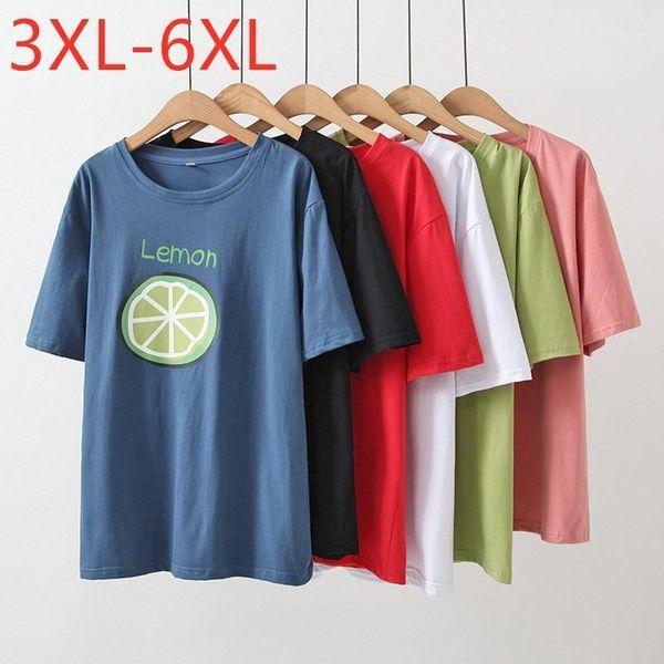 

ladies summer plus size for women large short sleeve loose print fruits blue red cotton t-shirt 3xl 4xl 5xl 6xl women's, White