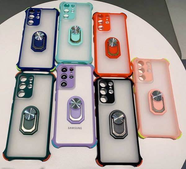 

lx brand ring stand matte clear cover case for samsung galaxy s20 fe s21 s10 plus note 20 ultra a52 a72 a51 a71 a42 a32 5g a12 a02