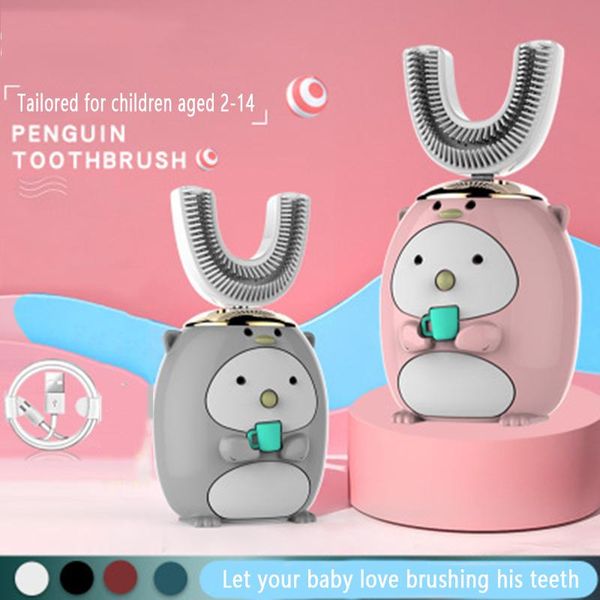 

smart electric toothbrush 2-6-14 year old u type children's rechargeable waterproof soft replacement head