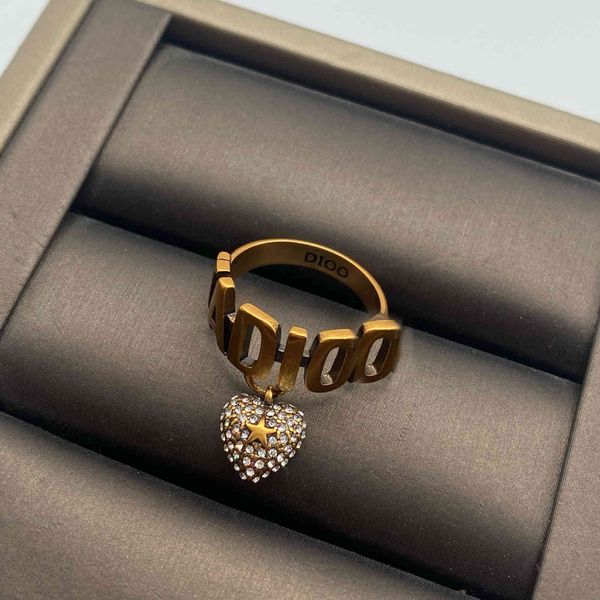 

brass old personality love pearl letter closed ring simple women's fashion, Silver