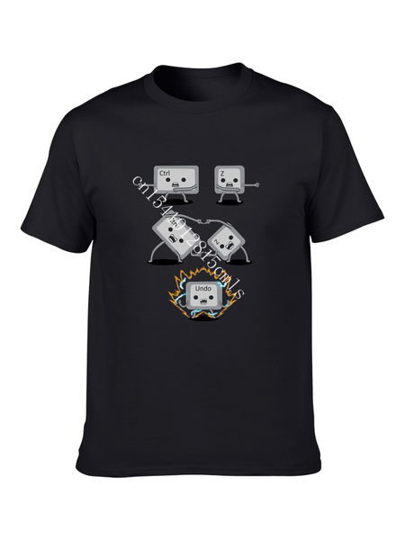 

men's t-shirts jumping keyboard cartoon character 100% cotton t-shirt casual fashion campus hip hop harajuku super large, White;black