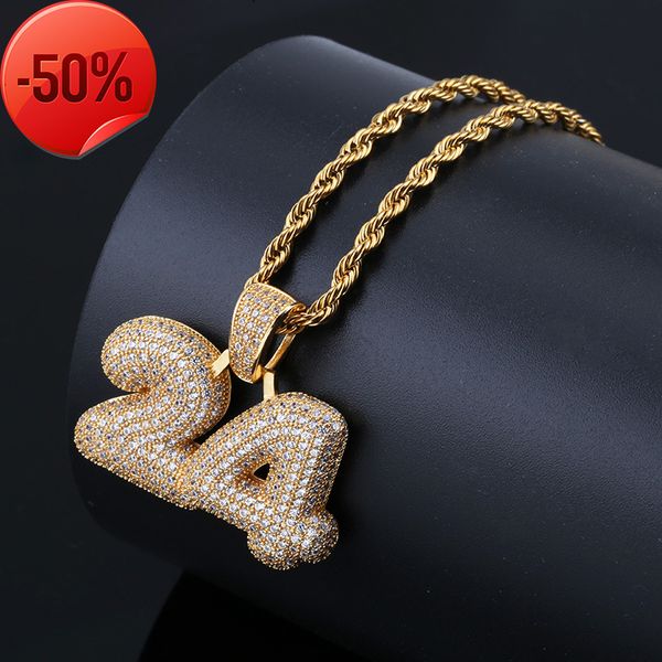 

hip hop number 24 pendant with zircon men's necklace, Silver