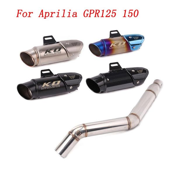 

motorcycle exhaust system escape mid connect pipe and 51mm muffler stainless steel for aprilia gpr125 150