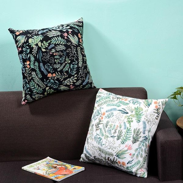 

faroot green tropical plants plam tree leaves linen pillow case cushion cover 18"x18" cushion/decorative