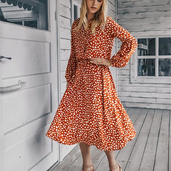 

casual dresses women o-neck lantern sleeve shirt dress 2021 autumn winter full ladies button sashes midi vestidos, Black;gray