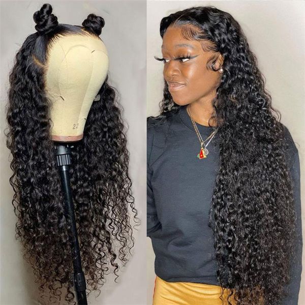 

lace wigs 13x4 kinky curly front wig human hair for women 13x6 hd transparent deep wave 4x4 glueless closure, Black;brown