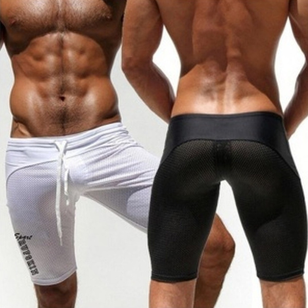 Outdoor-Sport-Laufshorts für Herren, athletische enge kurze Hosen, lässige Freizeit, Sommer, Kordelzug, dünne Workout-Gymnastik-Shorts in Übergröße, Blau