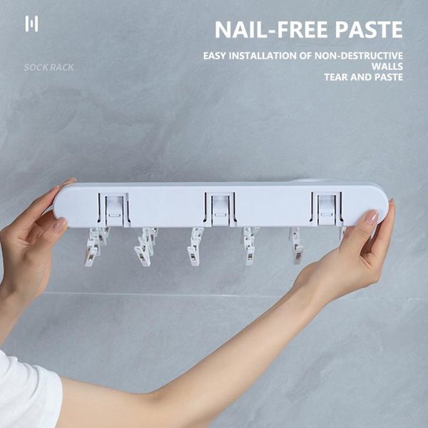 

hooks & rails wall-mounted folding clothes hanger nail-paste balcony window sill simple indoor and outdoor