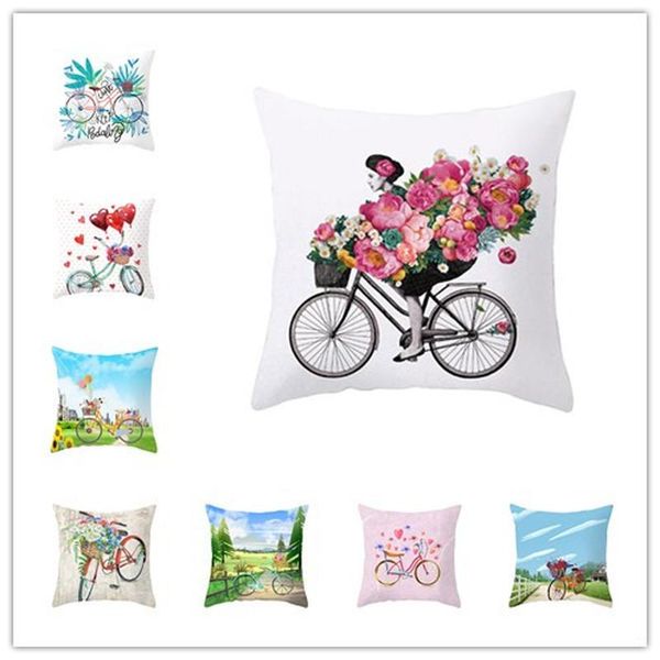 

flower bicycle pillow cover custom ins nordic pillowcase to map po small fresh sofa cushion cushion/decorative