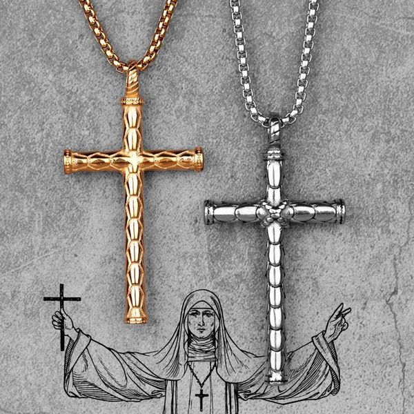Dragon Scale Gold Cross Collana lunga da uomo con pendenti a catena per fidanzato maschio gioielli in acciaio inossidabile regalo di creatività all'ingrosso1