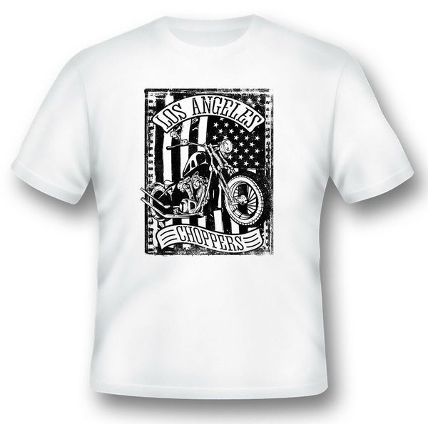 

flag and bike los angeles choppers black or white tee, White;black