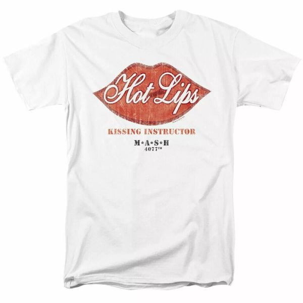 

mash lips t shirt mens lips houlihan licensed classic tv show white, White;black