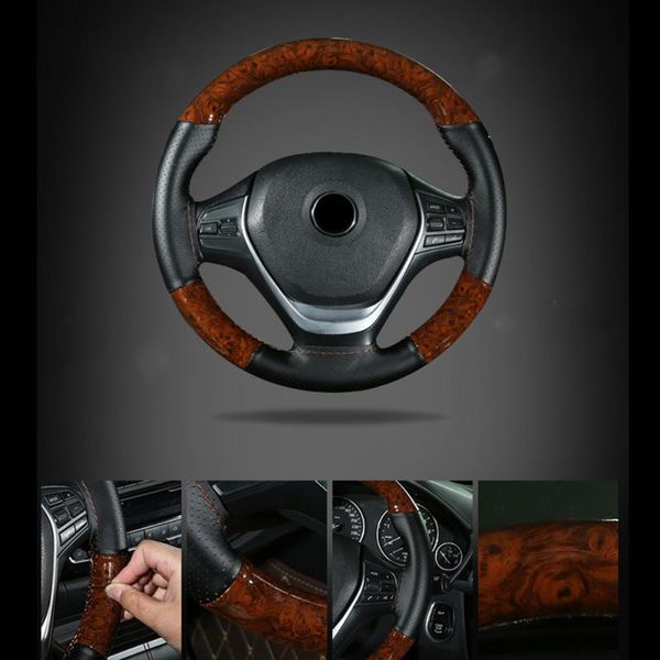 

steering wheel covers car cover peach wood diy truck leather with thread and needle tool set