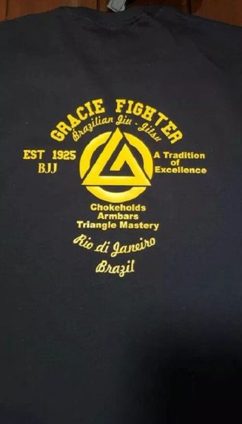 

gracie mma fighter jiu jitsu fc fighting championship t shirt 2 sided, White;black