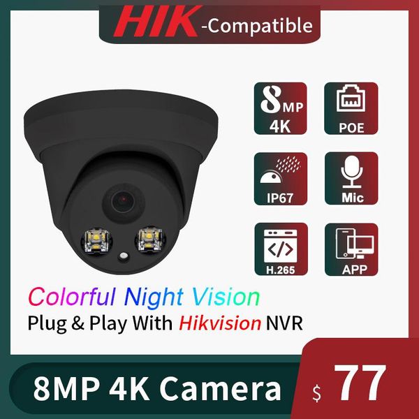 

hikvision compatible original nvr 5mp 8mp 4k colorvu colorful night version ip hd poe h.265 black color camera webcam cameras