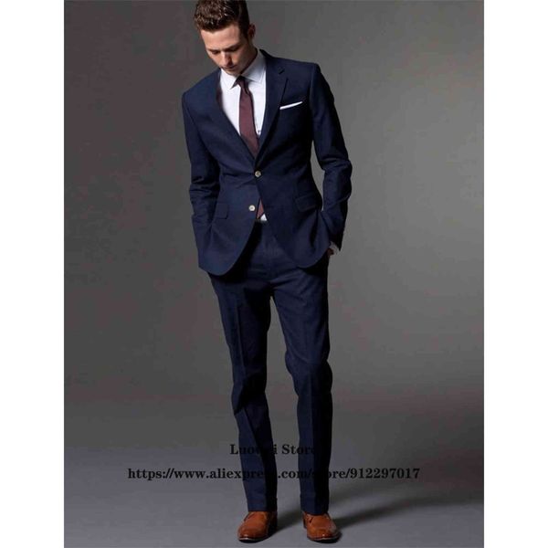 

classic blue busins drs formal wedding groom slim suit men's denim 2-piece set (et + ), White;black