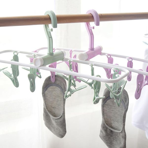

hangers & racks 12 clip folding clothes rack hang socks windproof hanger drying children convenient underwear insoles