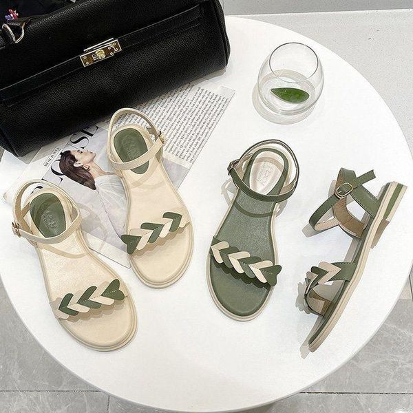 

sandals 2021 summer fashion women's flat roman fairy wind all-match student shoes external wear peep toe beach, Black