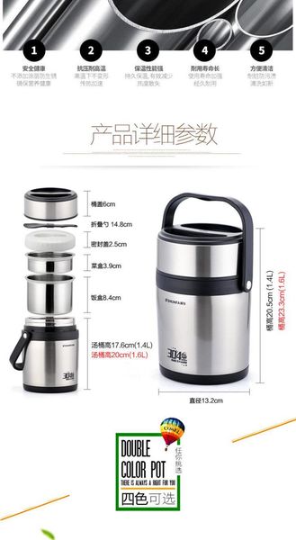 

dinnerware sets household insulation pot stainless steel large capacity kitchen lunch box leakproof taper de comida packaging ed50th