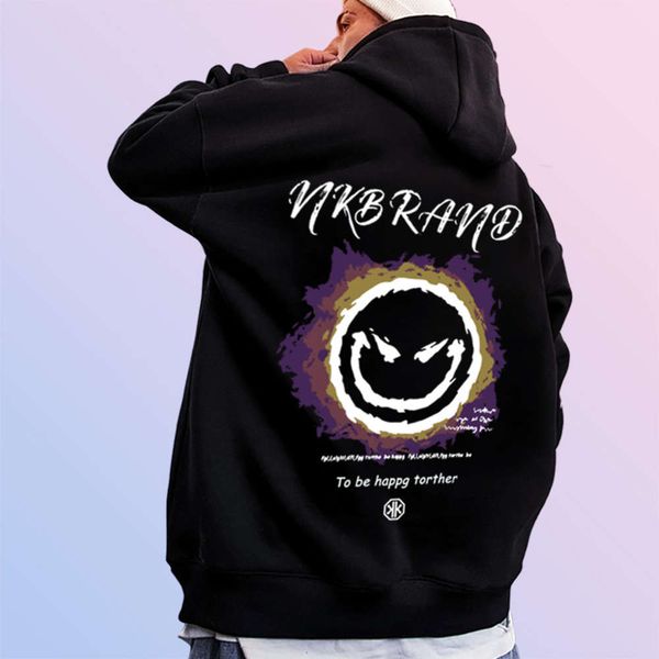 

men's fashion brand spring and autumn round neck sweater men's ins loose long sleeve upper coat, Black