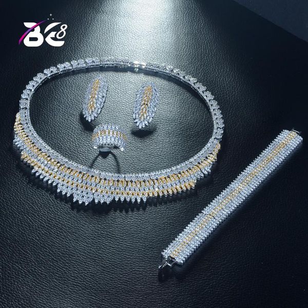 

earrings & necklace be 8 beauty 2 tones cz wedding bridal jewelry sets for accessories nigeria bangle set bijoux femme s320, Silver