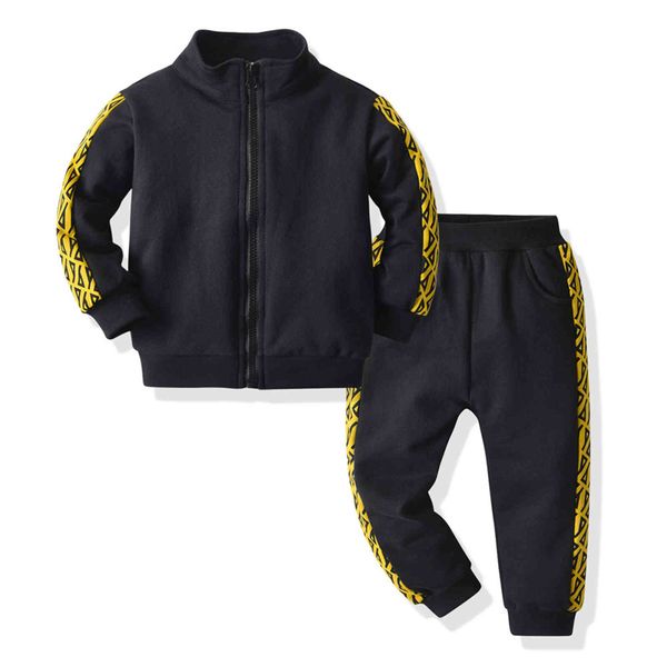 

new children's knitted children's sweater boy's coat zipper shirt sweatpants set, White