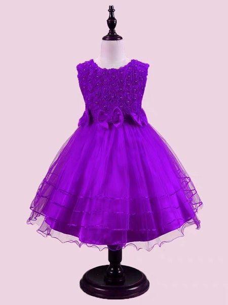 

girl's dresses summer season children's clothing flower girl wedding dress bow k1, Red;yellow