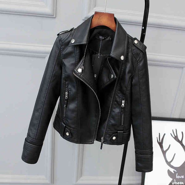 

women's thin pu et, short leather coat, korean version, spring and winter, new in 2021, Black;brown