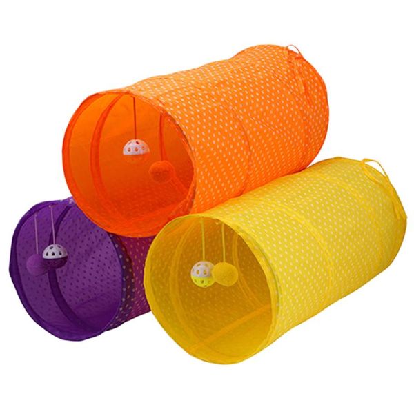 

good polka dot pet cat tunnel funny long kitten play toy collapsible bulk toys