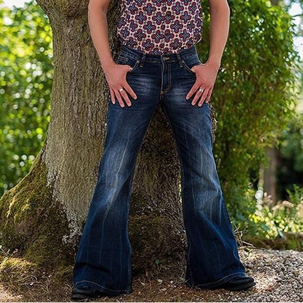 

men's jeans european and american casual flared trousers youth, Blue