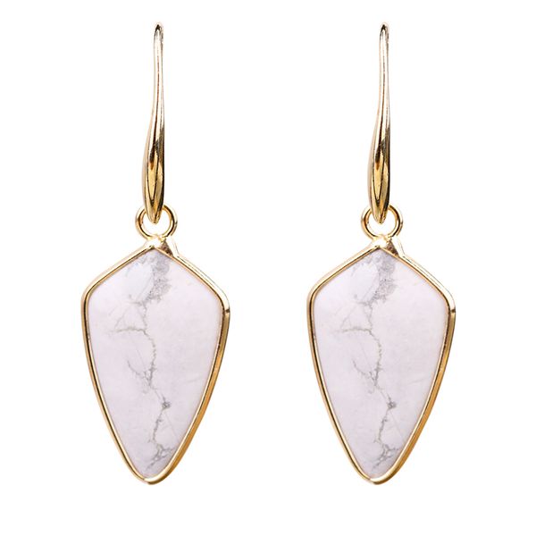 

natural white marble pendant dangle chandelier earrings, Silver