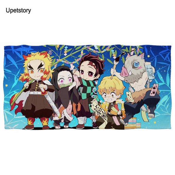 

anime demon slayer kimetsu no yaib design microfiber fabric adults kids face/bath towel 75x150 towels bathroom cover-ups