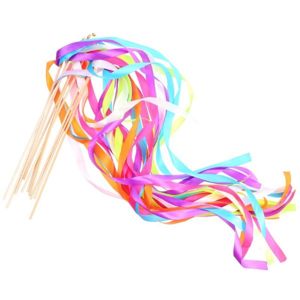 

party decoration 10pcs fairy sticks wedding ribbon wands random color