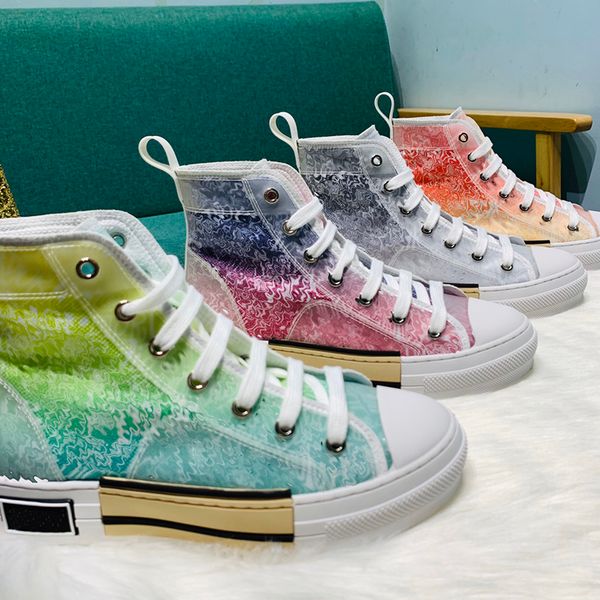 

halloween high b23 designer casual shoes oblique technology canvas trainers gradual change colorful rainbow pearl diamond embroidery luxury, Black