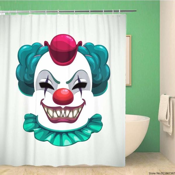 

60x72 inches shower curtain scary circus concept creepy clown mask angry face elements halloween waterproof polyester fabric curtains