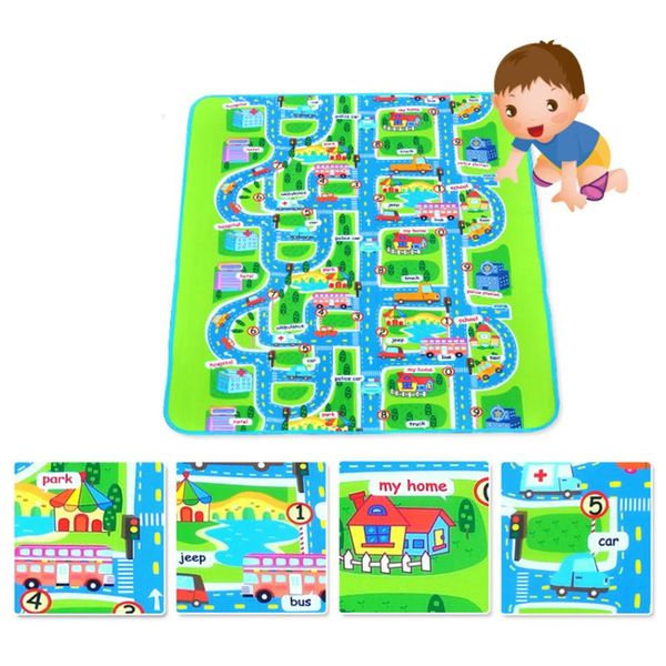 

outdoor pads waterproof picnic happy city pattern baby climb ground crawling play creeping mat pad moistureproof camping