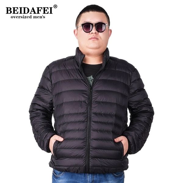 

oversized 8xl 9xl 10xl men's lightweight jacket spring autumn water-resistant packable puffer 211119, Black