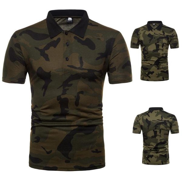 

shirt men's fashion breathable camouflage short sleeve casual slim lapel polos, White;black