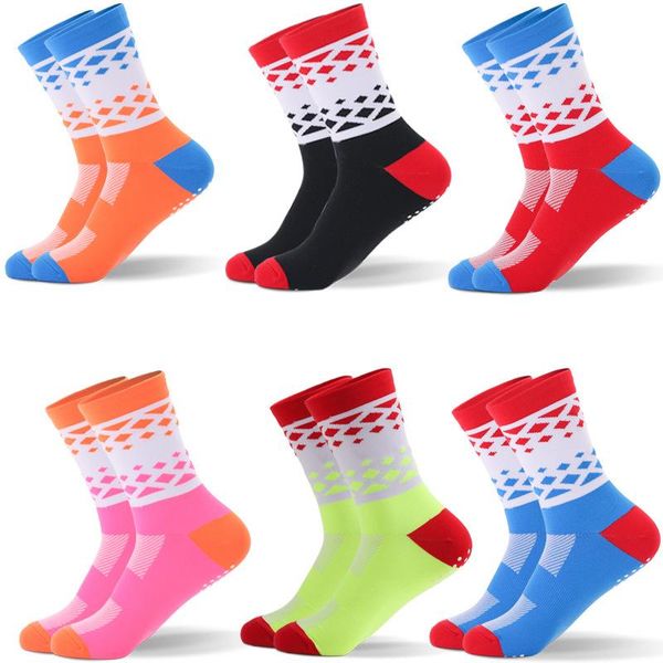 

sports socks women&men cycling crew performance athletic sport bike race colorful running anti-slip breathable tube sock, Black