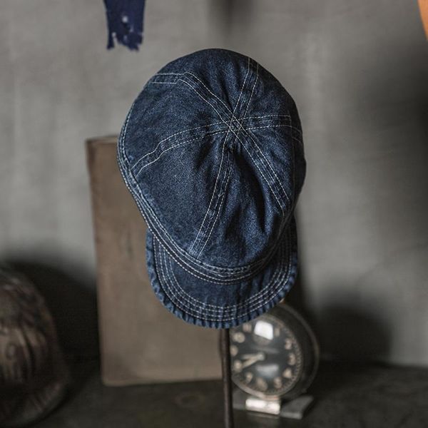 

berets non stock pw prisoner denim baseball cap washed distressed hat, Blue;gray