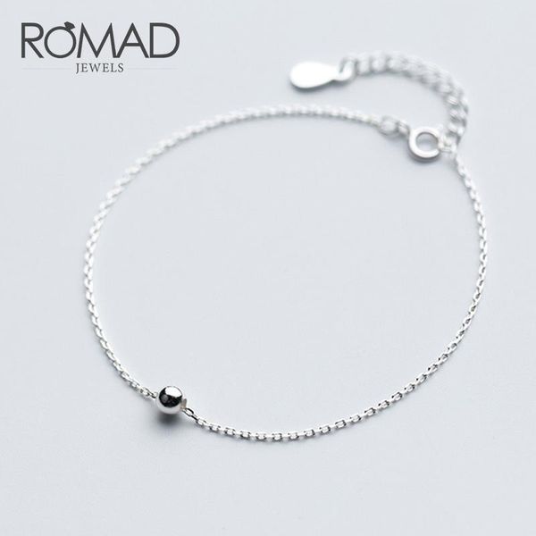 

link, chain romad 2021 100% 925 sterling silver fashion women jewelry round bead bracelet 16cm for gift girls lady r4, Black