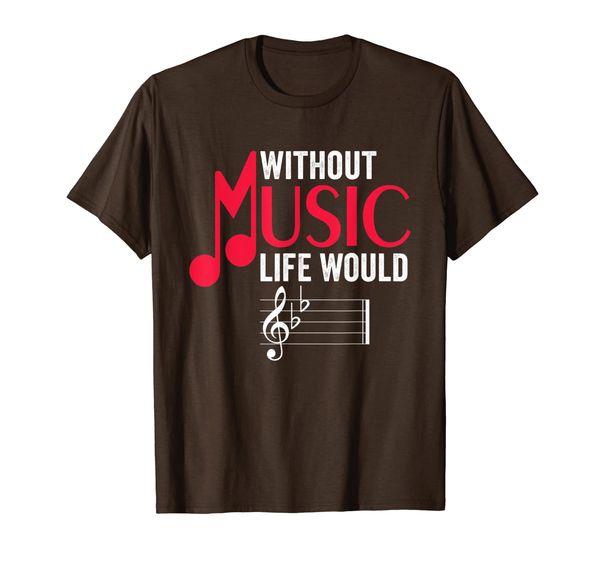 

without music life would b flat funny musical notes pun t-shirt, White;black