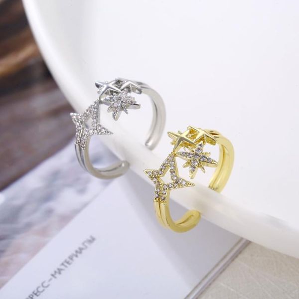 

wedding rings obyb korean fashion gold/silver color metal adjustable opening ring for women creative finger female trendy party jewelry, Slivery;golden