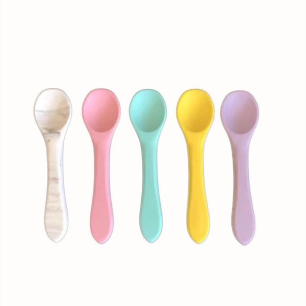 

multicolor soft silicone spoon baby feeding soup tableware children infant accessories spoons