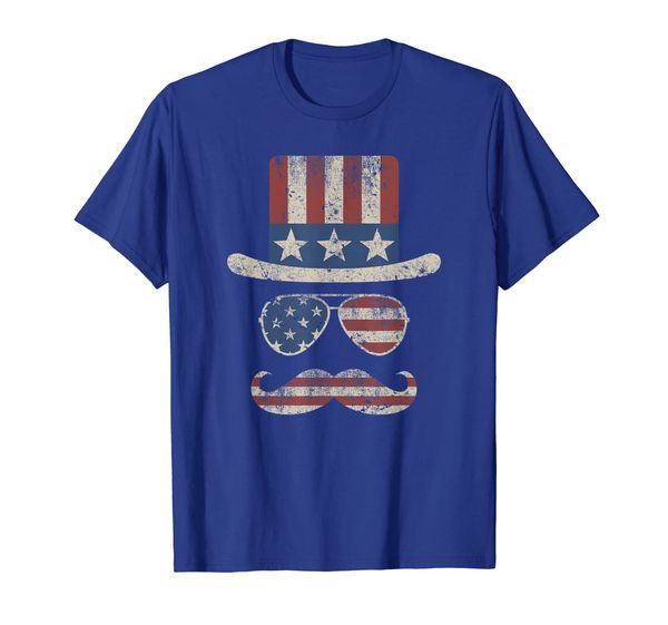 

4th of july hat glasses mustache funny uncle sam vintage usa t-shirt, White;black
