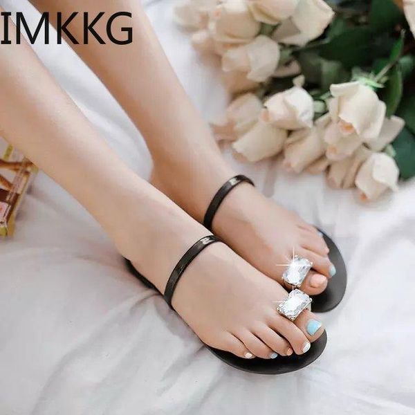 

slippers women summer beach slipper fashion metal flat heels ladies sandal slip on causal flip flop, Black