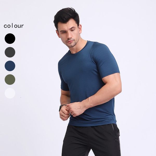 

luxury wo tracksuits yoga cloth summer thin short sleeve elastic fitns sweat absorption breathable middle-aged and young simple t-shirt men&, Gray